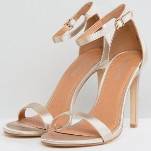 Public Desire Beige Satin Heeled Sandals